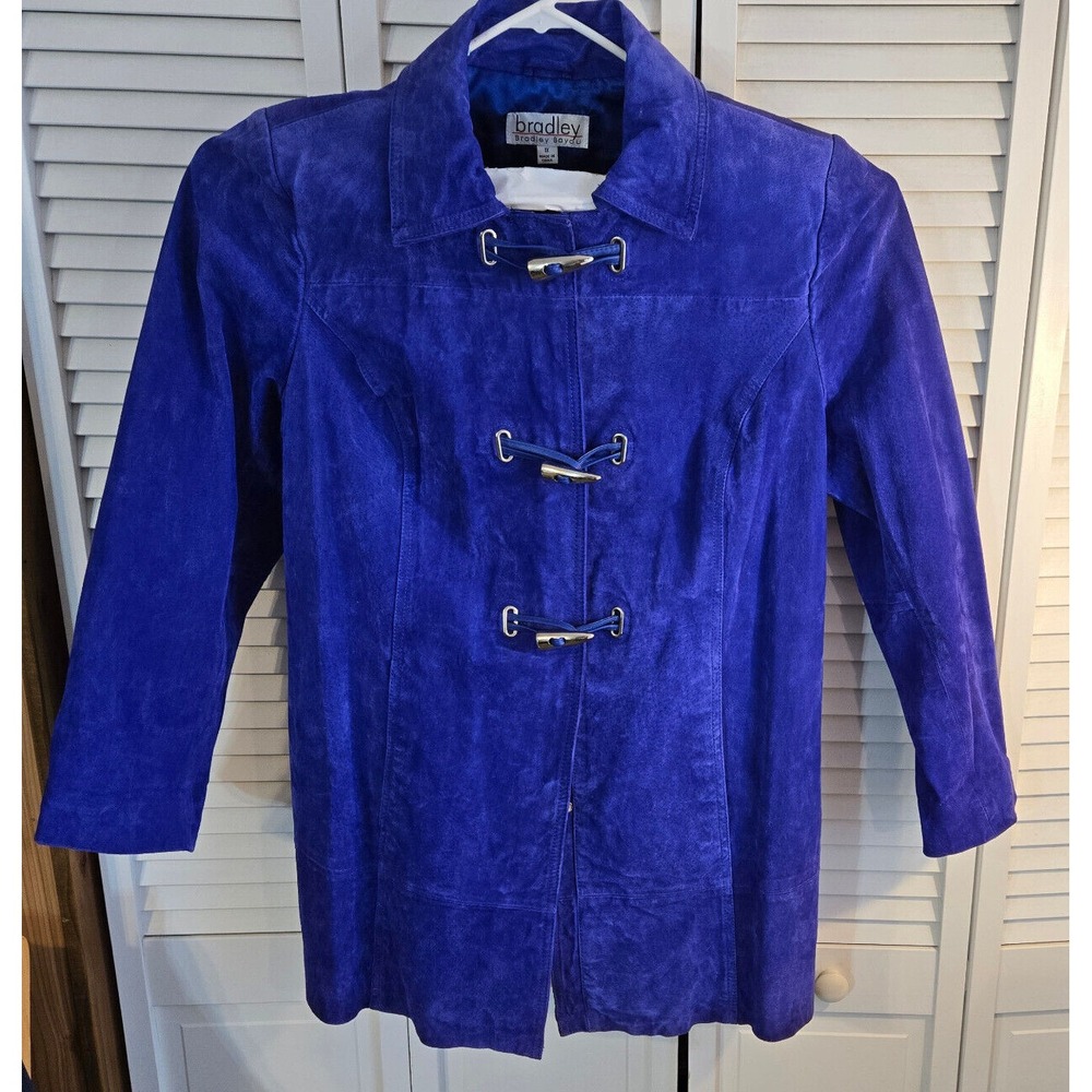 Bradley Bayou Jacket Electric Blue Genuine Leather Suede Vintage Womens Size 1X